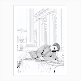 Line Art Inspired By The Death Of Marat 7 Art Print