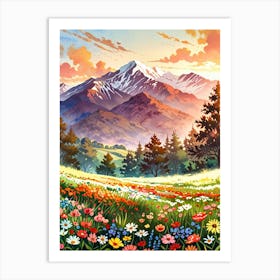 Landscape With Flowers 2 Art Print