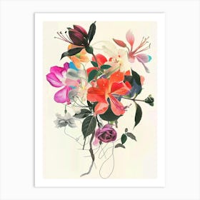 Fuchsia 1 Collage Flower Bouquet Art Print