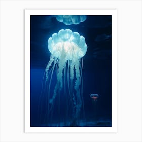 Moon Jellyfish Ocean Realistic 3 Art Print