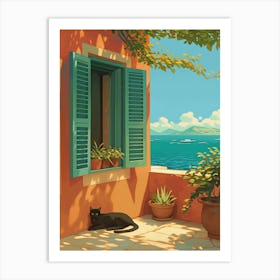 Open Window Overlooking Amalfi Coast Art Print