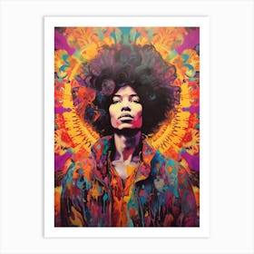 Jimi Hendrix Vintage Psycedellic 5 Art Print