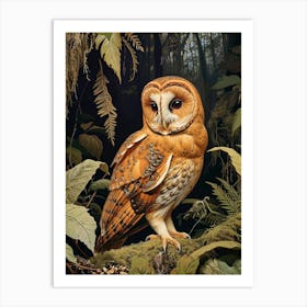 Australian Masked Owl Relief Illustration 4 Art Print