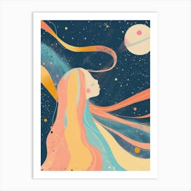 Girl In Space 1 Art Print