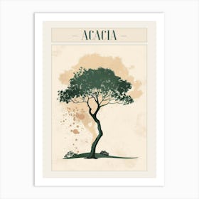 Acacia Tree Minimal Japandi Illustration 2 Poster Art Print