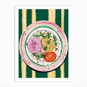A Plate Of Spinach, Top View Food Illustration 2 Art Print