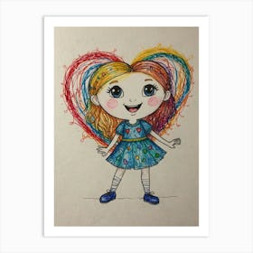 Little Girl With Heart Art Print