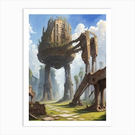 Decaying Ruins Of A Giant Machinery Conquered By Nature Art Print