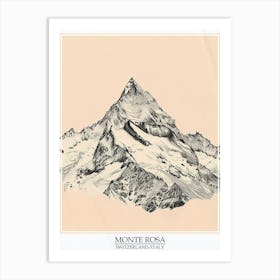 Monte Rosa Switzerland Italy Color Line Drawing 8 Poster Art Print
