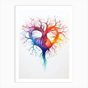 Gradient Heart Tree Branches 2 Art Print