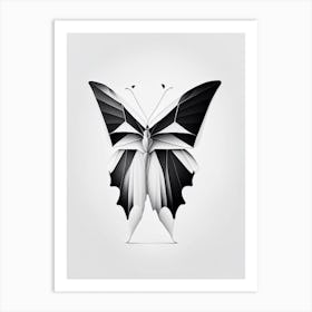 Brimstone Butterfly Black & White Geometric 1 Art Print