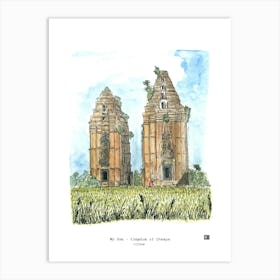 My Son Kingdom of Champa Vietnam Watercolor Illustration Art Print