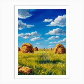 Hay Bales In The Field Art Print