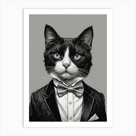 Tuxedo Cat 3 Art Print