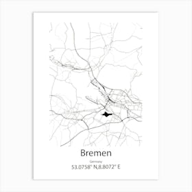 Bremen,Germany Minimalist Map Art Print