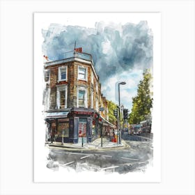 Newham London Borough   Street Watercolour 4 Art Print