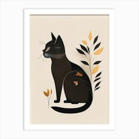 black cat mininalist portrait 6 Art Print