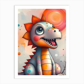 Dino-Doodle and the Magical Color Quest: A Cute Lil Dinosaur Artwork For Kids Art Print