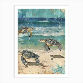 Kitsch Sea Turtle Collage 4 Art Print