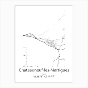 Chateauneuf Les Martigues,France Minimalist Map Art Print