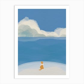 Minimal art Cat On The Beach 1 Art Print