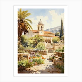 Dubrovnik Arboretum Croatia Watercolour 3  Art Print