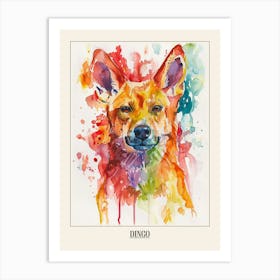 Dingo Colourful Watercolour 1 Poster Art Print