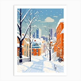 Retro Winter Illustration Montreal Canada 1 Art Print