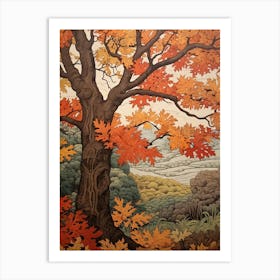 Maple Vintage Autumn Tree Print  Art Print