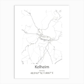 Kelheim,Germany Minimalist Map Art Print