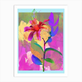 Flower 1 Neon Flower Collage Art Print