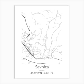 Sevnica,Slovenia Minimalist Map Art Print