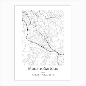 Mouans Sartoux,France Minimalist Map Art Print