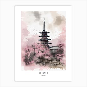 Tokyo 3 Watercolour Travel Poster Art Print