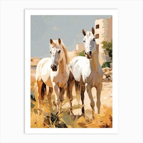 Horses Painting In Rajasthan, India 1 Art Print
