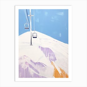 Les 3 Vallees   France, Ski Resort Pastel Colours Illustration 2 Art Print