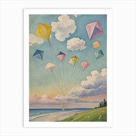 Pastel Kites In The Sky Art Print