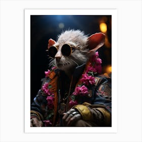 Cyberpunk Style A Possum Smoking Cigarette 1 Art Print