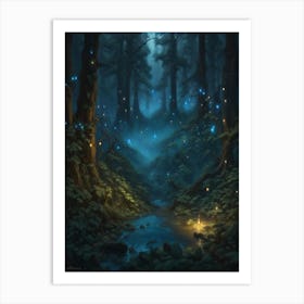 Blue Fireflies Print Art Print