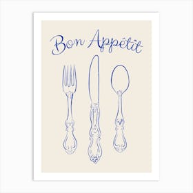 Bon Appétit Cutlery - Royal Blue Art Print