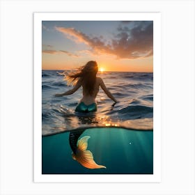 Mermaid At Sunset-Reimagined 3 Art Print