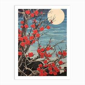 Ume Japanese Plum 2 Vintage Botanical Woodblock Art Print
