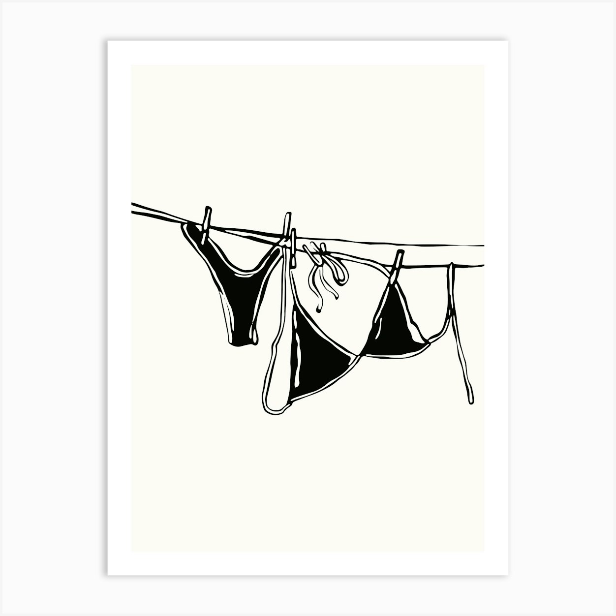 Black Bikini On A Clothesline Poster Art Print by House of Saturn