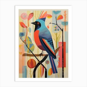 Colourful Scandi Bird Cardinal 2 Art Print