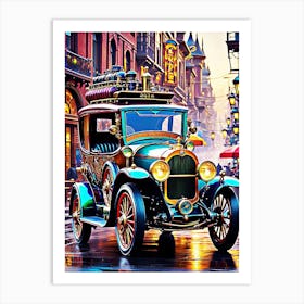 Antique Car On The Street Art Print