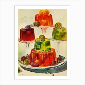 Fruity Jelly Retro Cookbook Illustration Inspired 2 Art Print