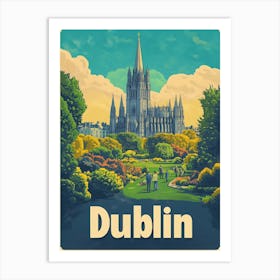 Aihrgdesign A Retro Travel Poster For Dublin 4 Art Print