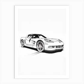 Chevrolet Corvette Line Drawing 1 Art Print