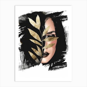 Portrait Of A Woman With Leaves 8 Art Print