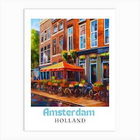 Netherlands Amsterdam, travel poster, wall art print, Amsterdam painting,12 Art Print